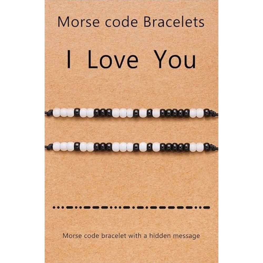 NIB‎ Morse Code "I Love You" Bracelet Set